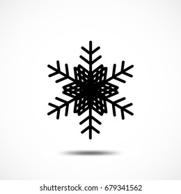 Snowflake Vector Icon Isolated. Black Frozt Symbol on White Background. Icy Snow Element for Winter Design