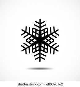 Snowflake Vector Icon Isolated. Black Frozt Symbol on White Background. Icy Snow Element for Winter Design