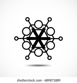 Snowflake Vector Icon Isolated. Black Frozt Symbol on White Background. Icy Snow Element for Winter Design