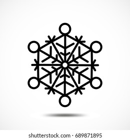 Snowflake Vector Icon Isolated. Black Frozt Symbol on White Background. Icy Snow Element for Winter Design
