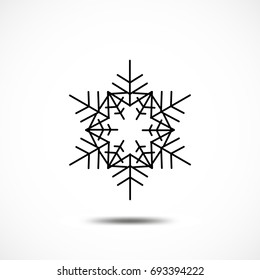 Snowflake Vector Icon Isolated. Black Frozt Symbol on White Background. Icy Snow Element for Winter Design