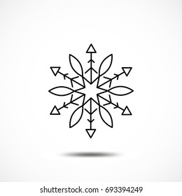 Snowflake Vector Icon Isolated. Black Frozt Symbol on White Background. Icy Snow Element for Winter Design