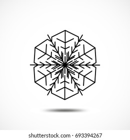 Snowflake Vector Icon Isolated. Black Frozt Symbol on White Background. Icy Snow Element for Winter Design