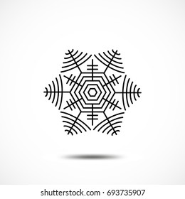 Snowflake Vector Icon Isolated. Black Frozt Symbol on White Background. Icy Snow Element for Winter Design