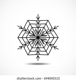 Snowflake Vector Icon Isolated. Black Frozt Symbol on White Background. Icy Snow Element for Winter Design