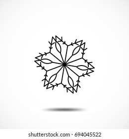 Snowflake Vector Icon Isolated. Black Frozt Symbol on White Background. Icy Snow Element for Winter Design