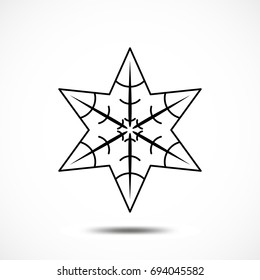 Snowflake Vector Icon Isolated. Black Frozt Symbol on White Background. Icy Snow Element for Winter Design