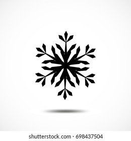 Snowflake Vector Icon Isolated. Black Frozt Symbol on White Background. Icy Snow Element for Winter Design