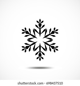 Snowflake Vector Icon Isolated. Black Frozt Symbol on White Background. Icy Snow Element for Winter Design