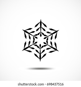 Snowflake Vector Icon Isolated. Black Frozt Symbol on White Background. Icy Snow Element for Winter Design