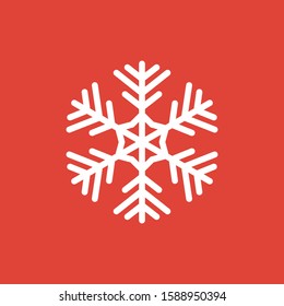 Snowflake vector icon isolated on red