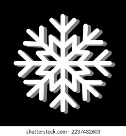 snowflake vector icon isolated on black background, vector illustration, winter season 