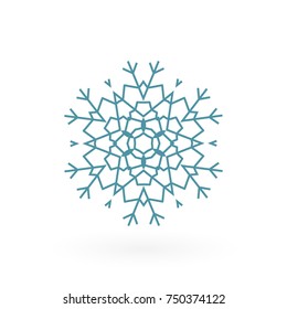 Snowflake vector icon isolated on white. Simple snow logo. Winter symbol for web design