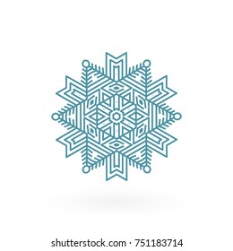 Snowflake vector icon isolated on white. Simple snow logo. Winter symbol for web design