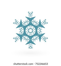 Snowflake vector icon isolated on white. Simple snow logo. Winter symbol for web design