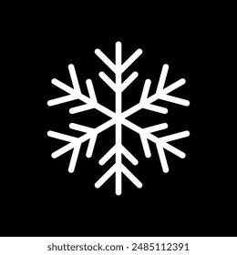 Snowflake vector icon in line style design for website, app, UI, isolated on black background. Editable stroke. EPS 10 vector illustration.