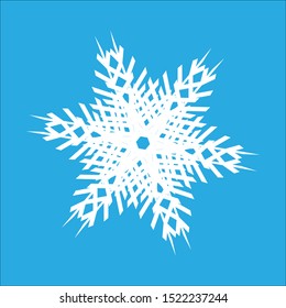 Snowflake vector icon on blue background.