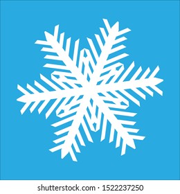 Snowflake vector icon on blue background.