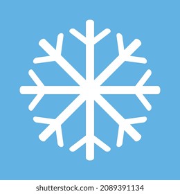 Snowflake vector icon on blue background, Merry Christmas