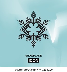 Snowflake vector icon on blue background. Simple snow logo. Winter symbol for web design