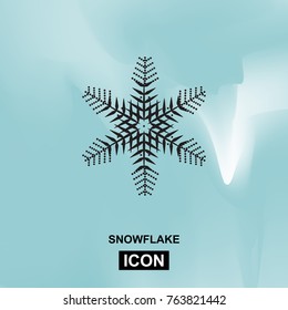 Snowflake vector icon on blue background. Simple snow logo. Winter symbol for web design