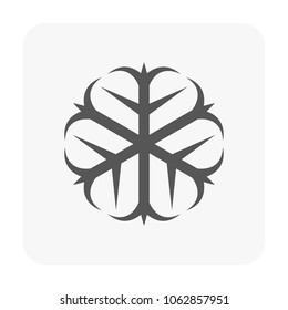 Snowflake vector icon on clean white background, featuring simple geometric design that adds touch of winter elegance. Perfect for holiday themes, UI elements, and modern decorative winter visuals.