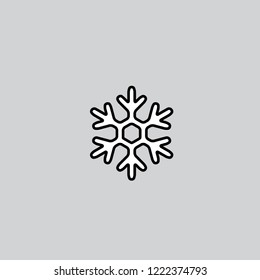 Snowflake vector icon on gray background.
