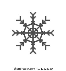 Snowflake vector icon on grey background.