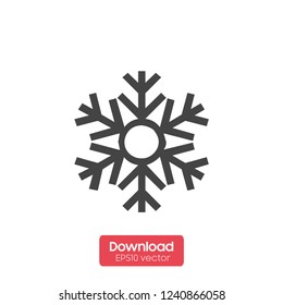 Snowflake vector icon on grey background.
