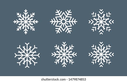 Snowflake vector icon on grey background. snow new year icon logo symbol template