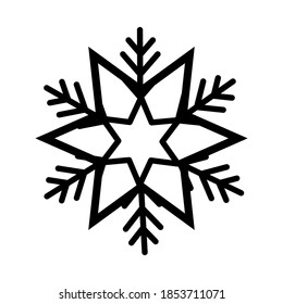 Snowflake vector icon on grey background.