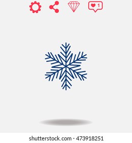 Snowflake vector icon on grey background.