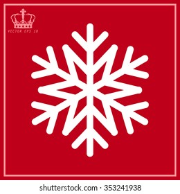 Snowflake - Vector icon on a red background