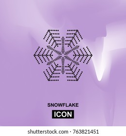 Snowflake vector icon on violet background. Simple snow logo. Winter symbol for web design