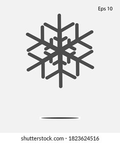 Icono de vector copo de nieve sobre fondo blanco