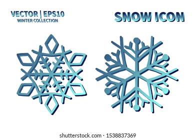 Snowflake vector icon set. Christmas and winter snow flake element collection. Isolated flat new year holiday decoration illustration template. Cold weather object design silhouette symbol