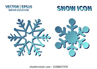 Snowflake vector icon set. Christmas and winter snow flake element collection. Isolated flat new year holiday decoration illustration template. Cold weather object design silhouette symbol
