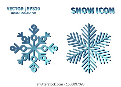 Snowflake vector icon set. Christmas and winter snow flake element collection. Isolated flat new year holiday decoration illustration template. Cold weather object design silhouette symbol