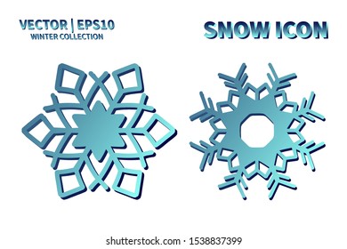 Snowflake vector icon set. Christmas and winter snow flake element collection. Isolated flat new year holiday decoration illustration template. Cold weather object design silhouette symbol