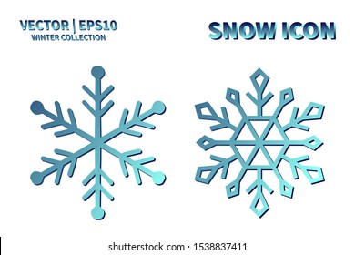 Snowflake vector icon set. Christmas and winter snow flake element collection. Isolated flat new year holiday decoration illustration template. Cold weather object design silhouette symbol