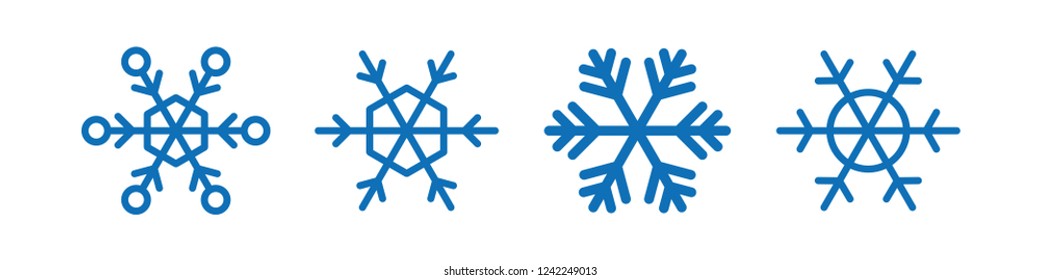 Snowflake vector icon set, winter snow season symbol