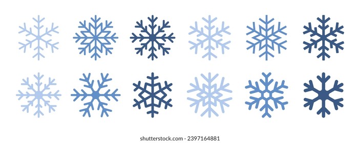 Snowflake vector icon set. Winter snow symbol.