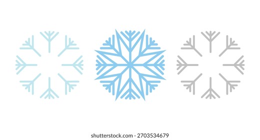 Snowflake vector icon set, winter frost crystal illustrations.