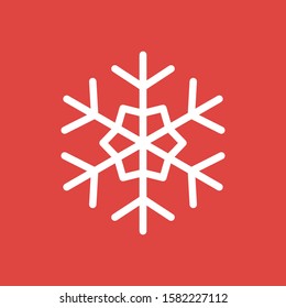 Snowflake vector icon, sign placed on red background