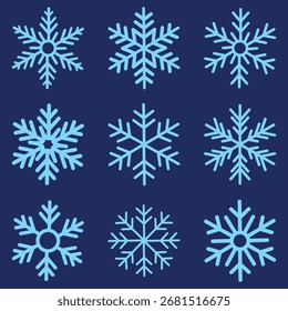 Icono de Vector de copo de nieve Iconos de nieve, Iconos de vector de copos de nieve, Iconos de invierno, Snow or Snowflake symbol, Snow, Snowflakes Conjunto de Vector de diseño de Navidades de copos de nieve. Conjunto de elementos de icono de copo de nieve.