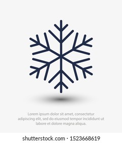 Snowflake vector icon. Snow illustration, Winter season, symbol ice, icon cold.