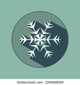 Snowflake vector icon. Stylish white snowflake with shadows. New Year's attributes in trendy colors of 2023. The illusion of a three-dimensional image.