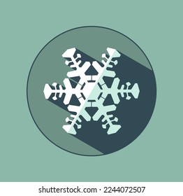 Snowflake vector icon. Stylish white snowflake with shadows. New Year's attributes in trendy colors of 2023. The illusion of a three-dimensional image.