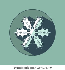 Snowflake vector icon. Stylish white snowflake with shadows. New Year's attributes in trendy colors of 2023. The illusion of a three-dimensional image.