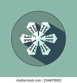 Snowflake vector icon. Stylish white snowflake with shadows. New Year's attributes in trendy colors of 2023. The illusion of a three-dimensional image.